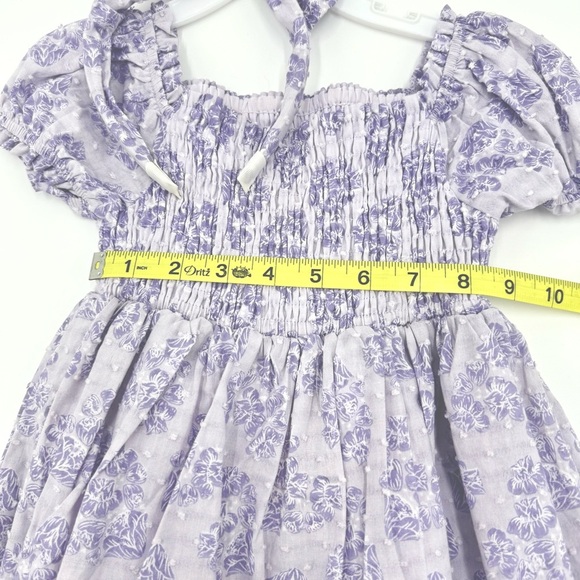 NWT Joie kids Girl’s Smocked Purple Floral Swiss Dot Tiered Dress w/ Headband 4T - Picture 7 of 8